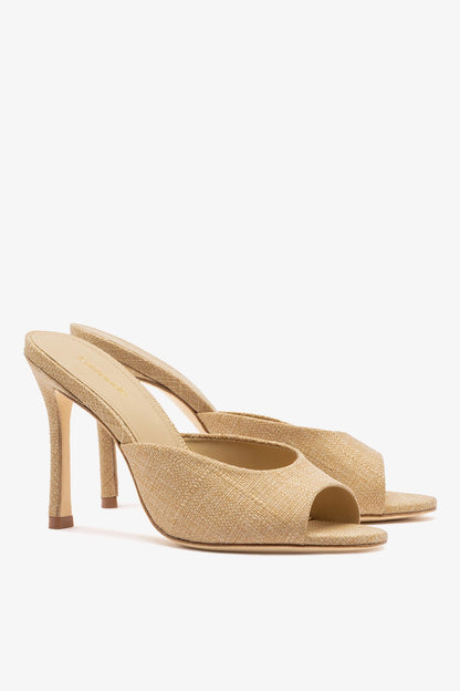 Jasmine Hi Mule Beige Raffia - Larroude
