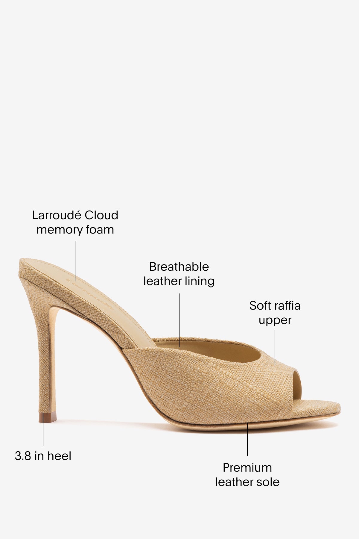 Jasmine Hi Mule Beige Raffia - Larroude