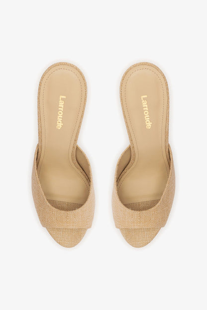 Jasmine Hi Mule Beige Raffia - Larroude
