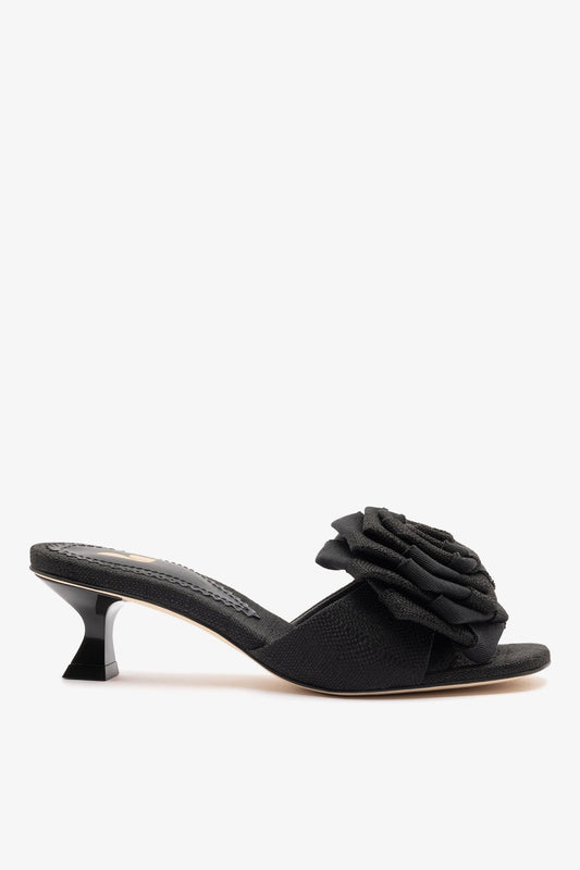 Scarlet Low Mule In Black Raffia - Larroude