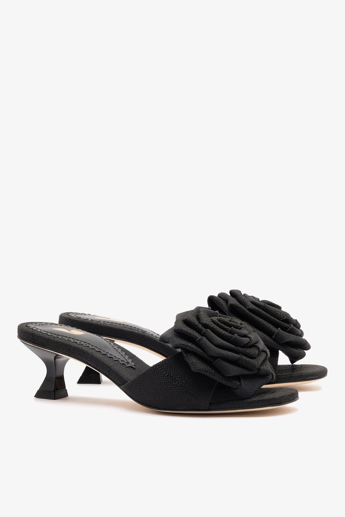 Scarlet Low Mule In Black Raffia - Larroude