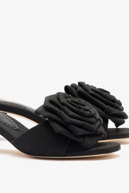 Scarlet Low Mule In Black Raffia - Larroude