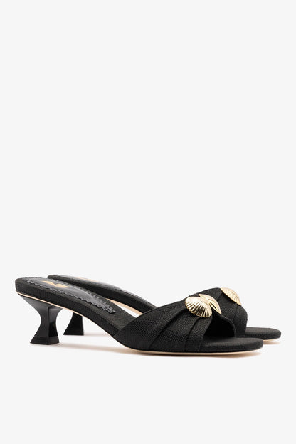 Coquile Mule Black Raffia - Larroude