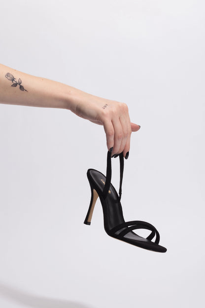Annie Sandal In Black Suede - Larroude