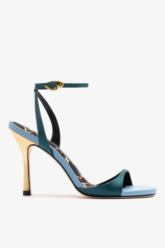 Freya Sandal Teal Satin - Larroude