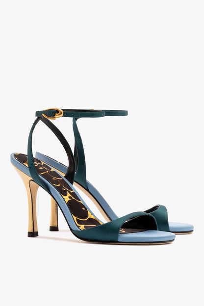 Freya Sandal Teal Satin - Larroude