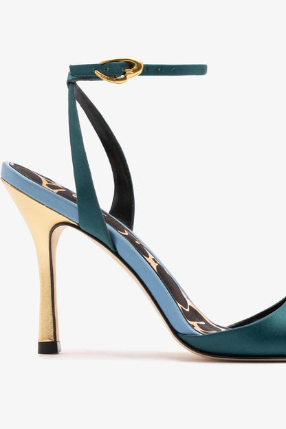 Freya Sandal Teal Satin - Larroude
