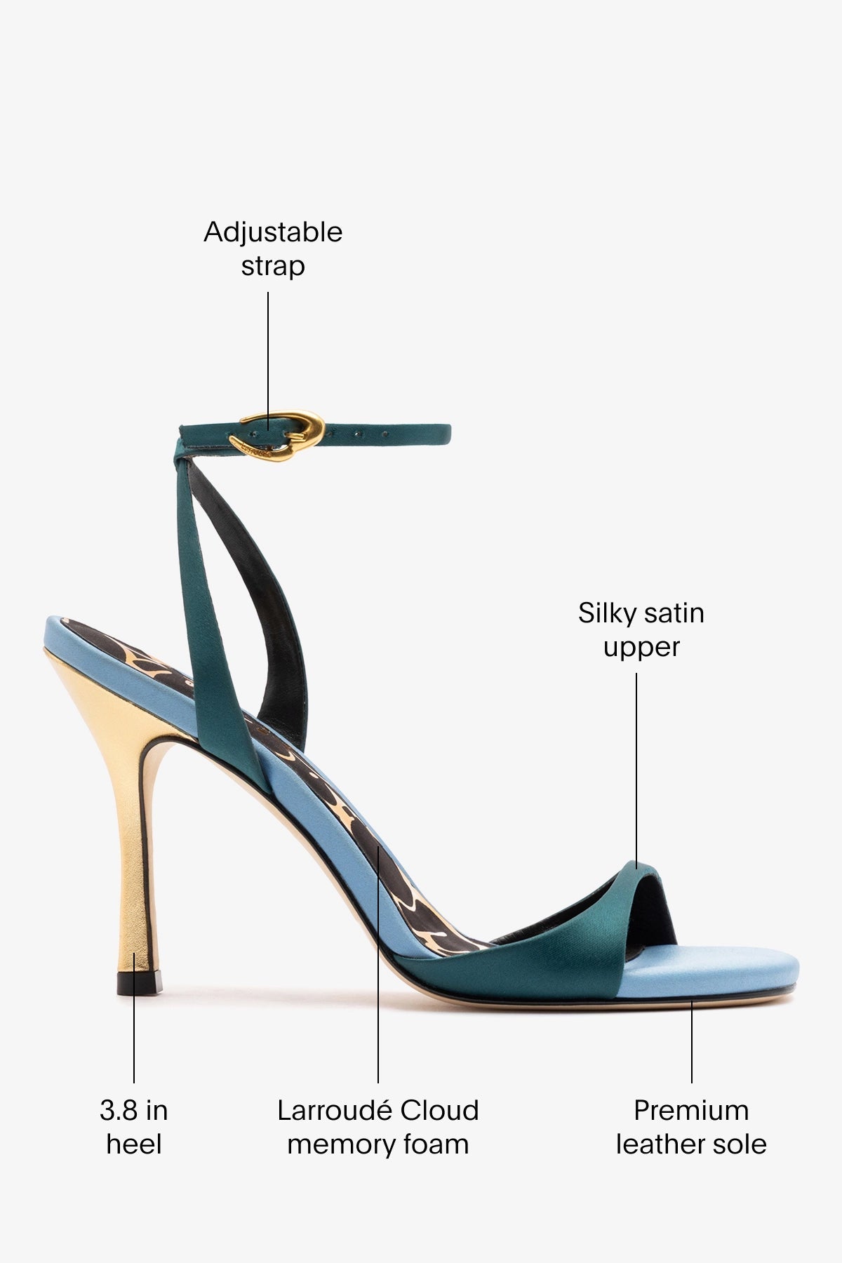 Freya Sandal Teal Satin - Larroude