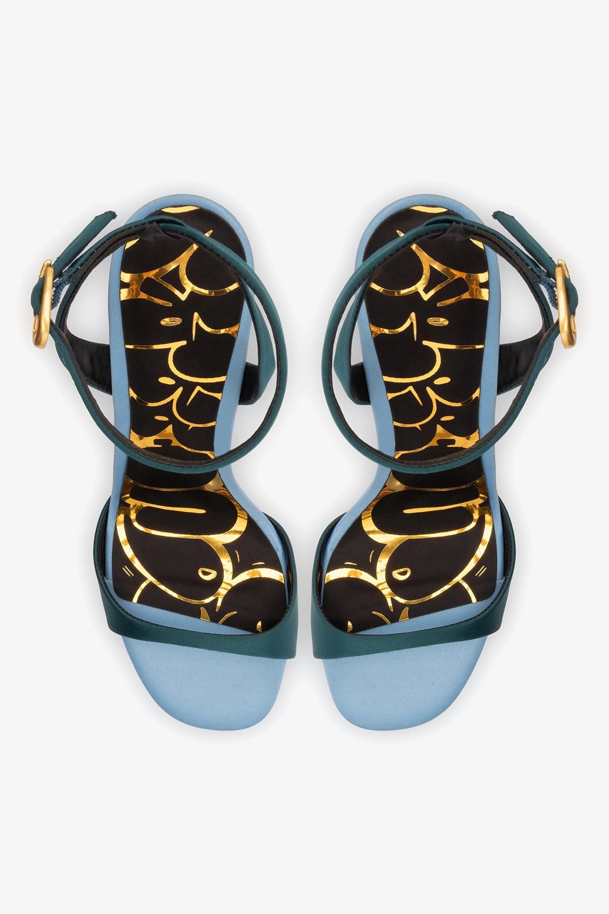 Freya Sandal Teal Satin - Larroude