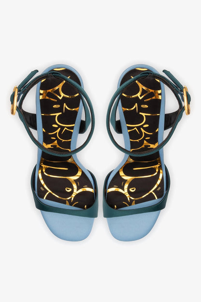 Freya Sandal Teal Satin - Larroude