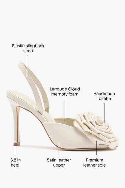 Scarlet Sandal White Satin - Larroude