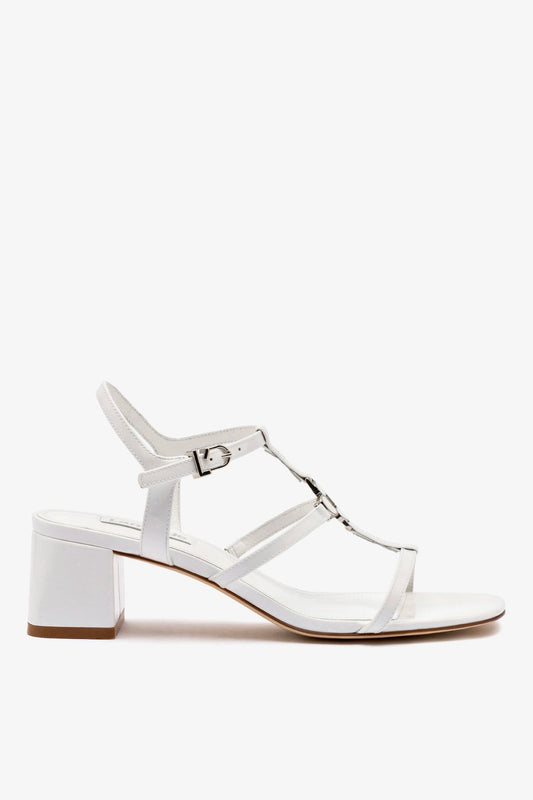 Hana Block In White Patent Leather - Larroude