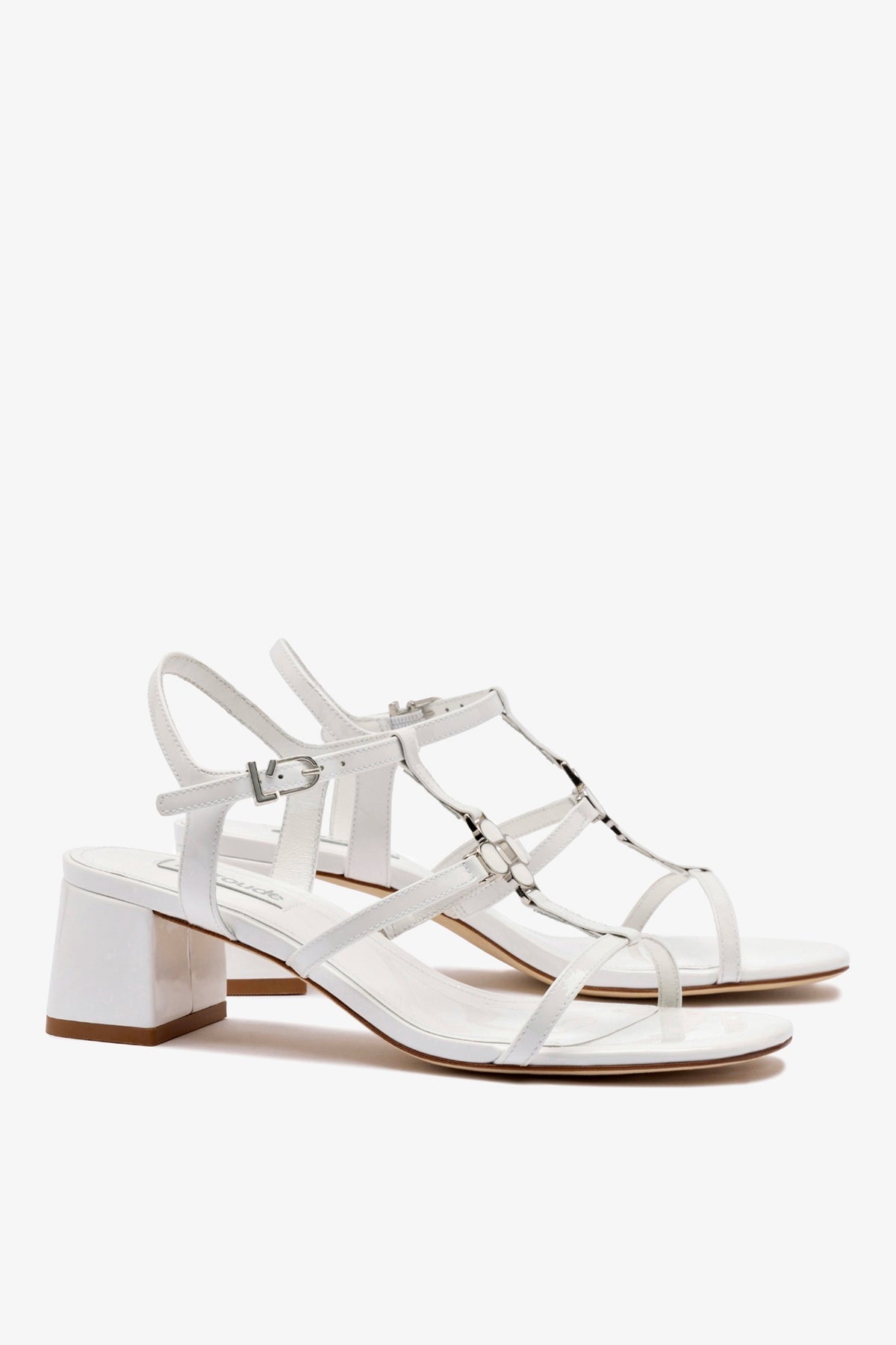 Hana Block In White Patent Leather - Larroude