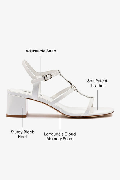 Hana Block In White Patent Leather - Larroude