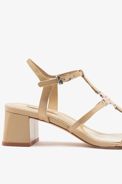 Hana Block Sandal Sand Patent Leather - Larroude