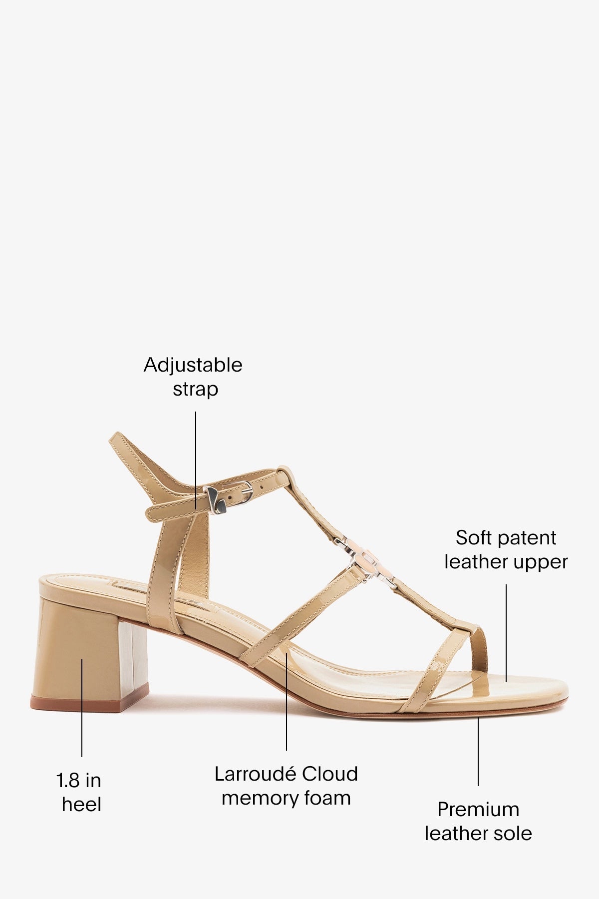 Hana Block Sandal Sand Patent Leather - Larroude