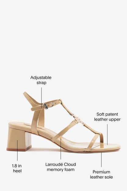 Hana Block Sandal Sand Patent Leather - Larroude