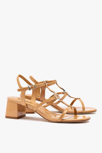 Hana Block In Tan Patent Leather - Larroude