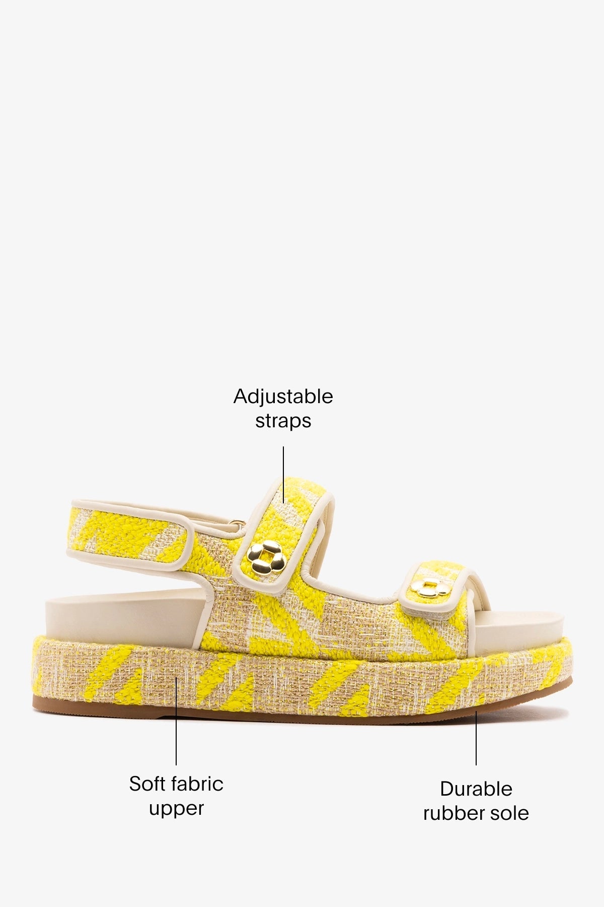 Jetty Sandal Yellow Printed Fabric - Larroude