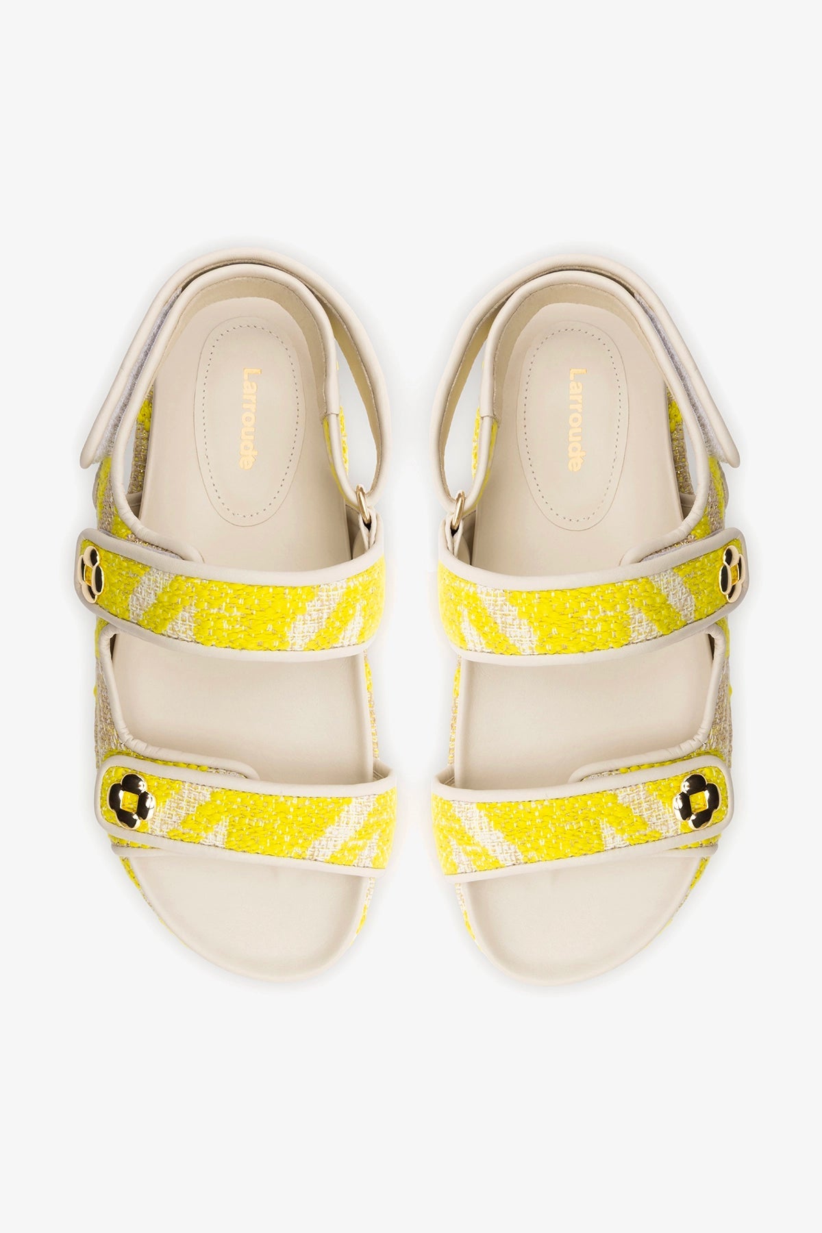 Jetty Sandal Yellow Printed Fabric - Larroude