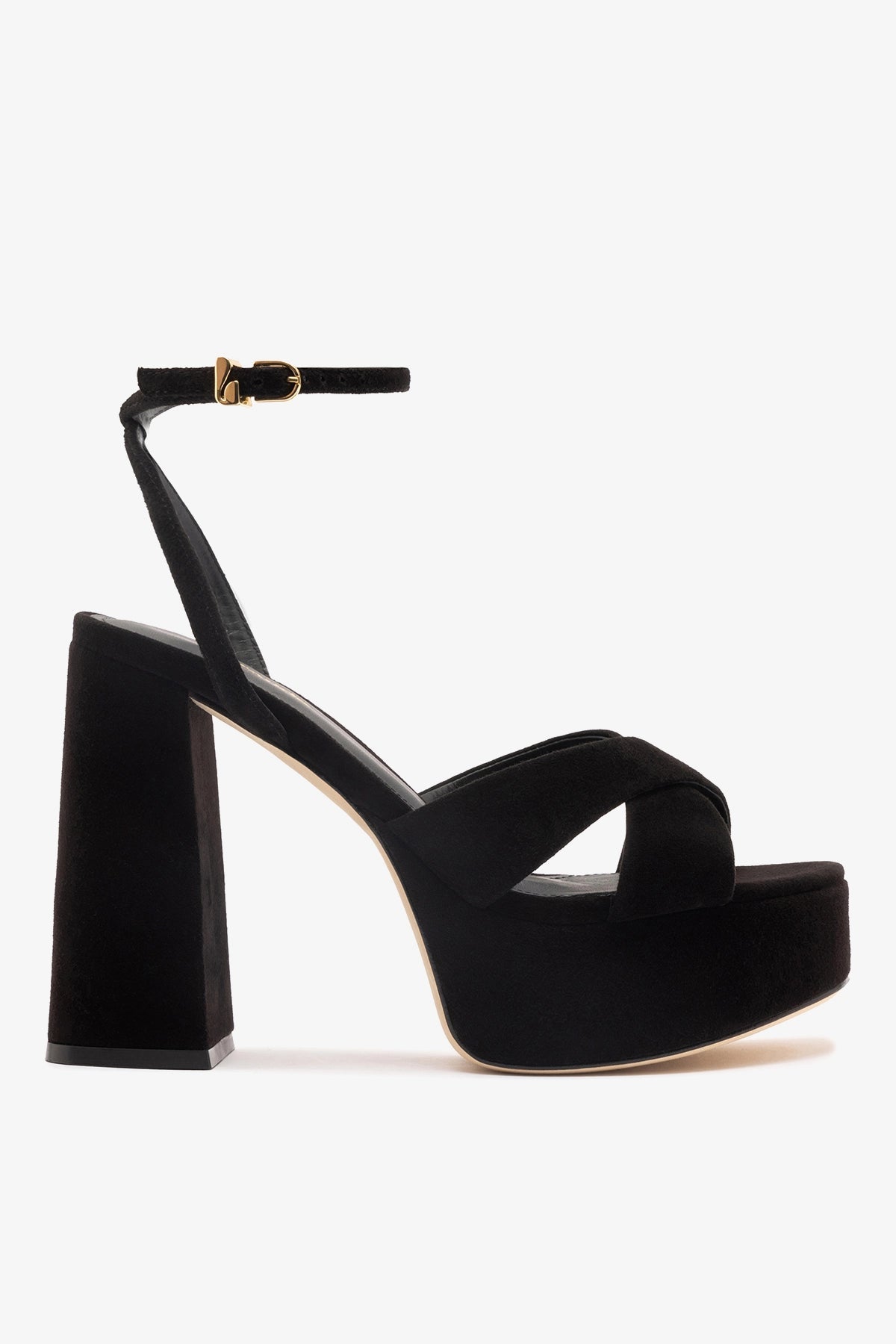 Dolly X Platform Sandal In Black Suede - Larroude