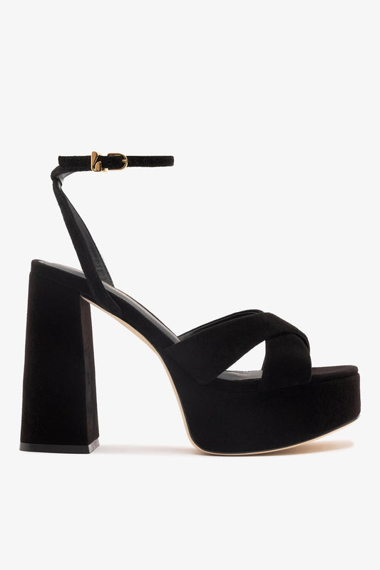 Dolly X Platform Sandal In Black Suede - Larroude