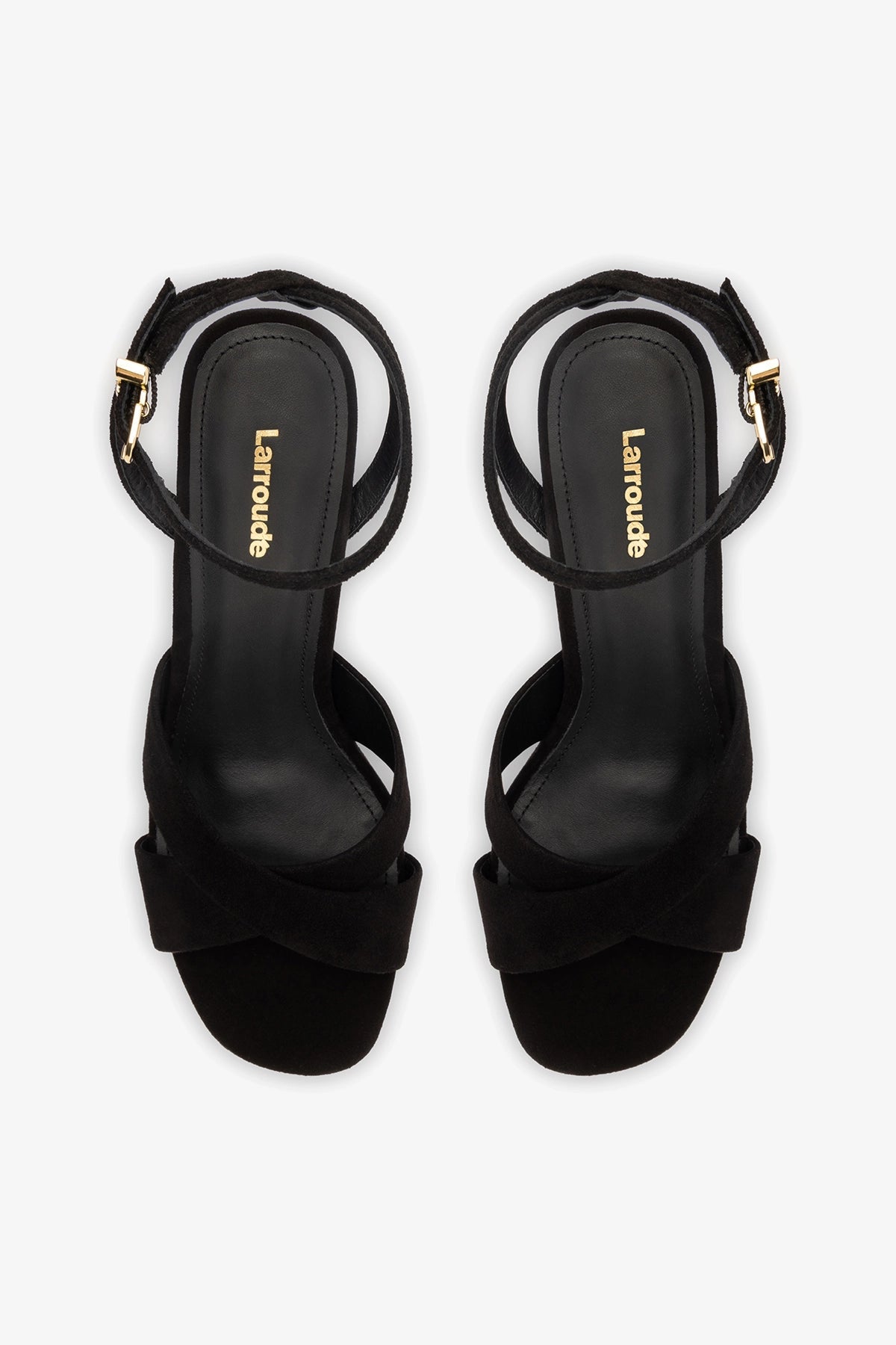 Dolly X Platform Sandal In Black Suede - Larroude