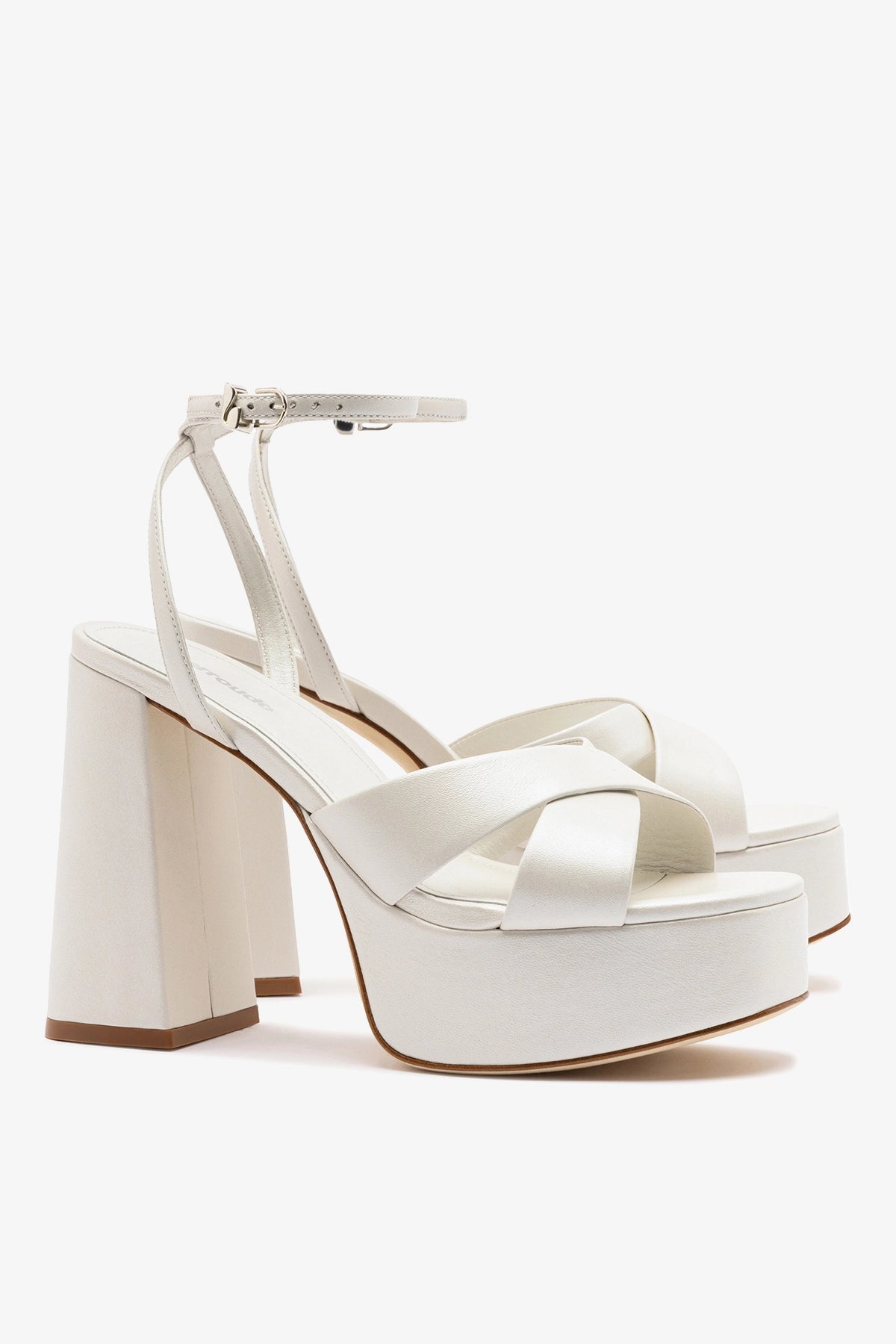 Dolly X Platform Sandal In Pearl Leather - Larroude