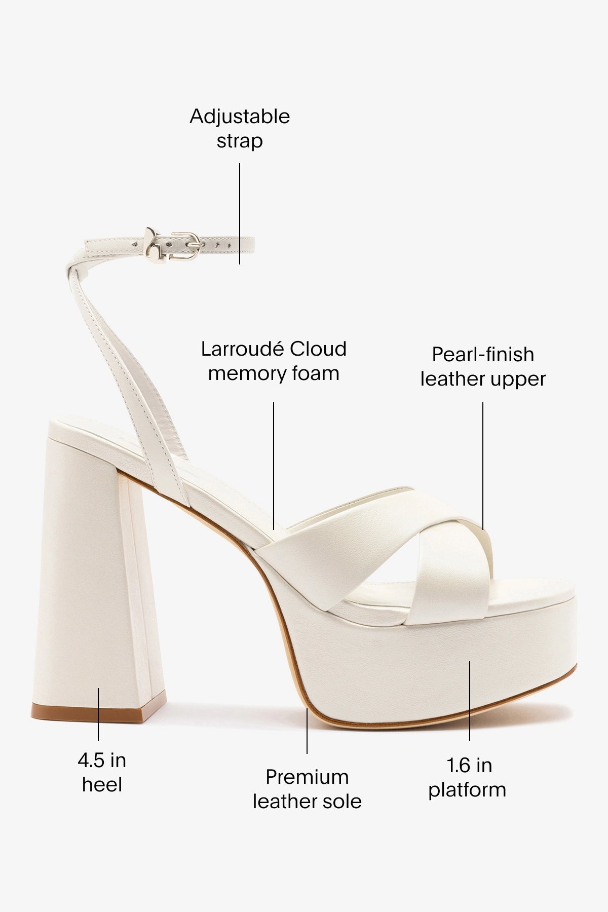Dolly X Platform Sandal In Pearl Leather - Larroude