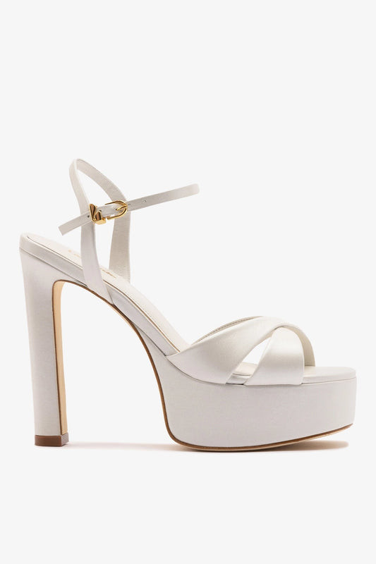 Bianca High Platform Sandal In Pearl Leather - Larroude