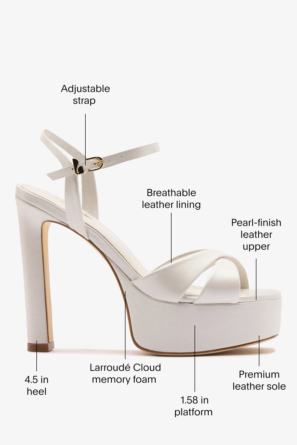 Bianca High Platform Sandal In Pearl Leather - Larroude