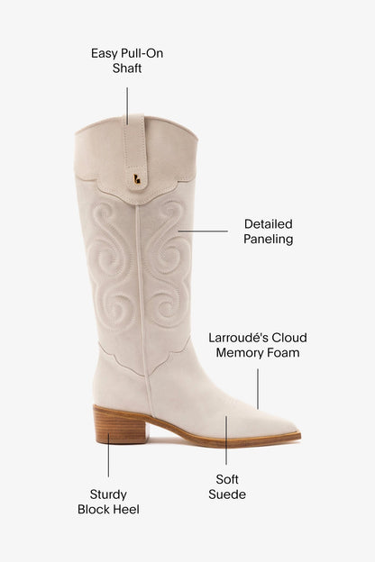 Paloma Boot In Mushroom Grey Suede - Larroude