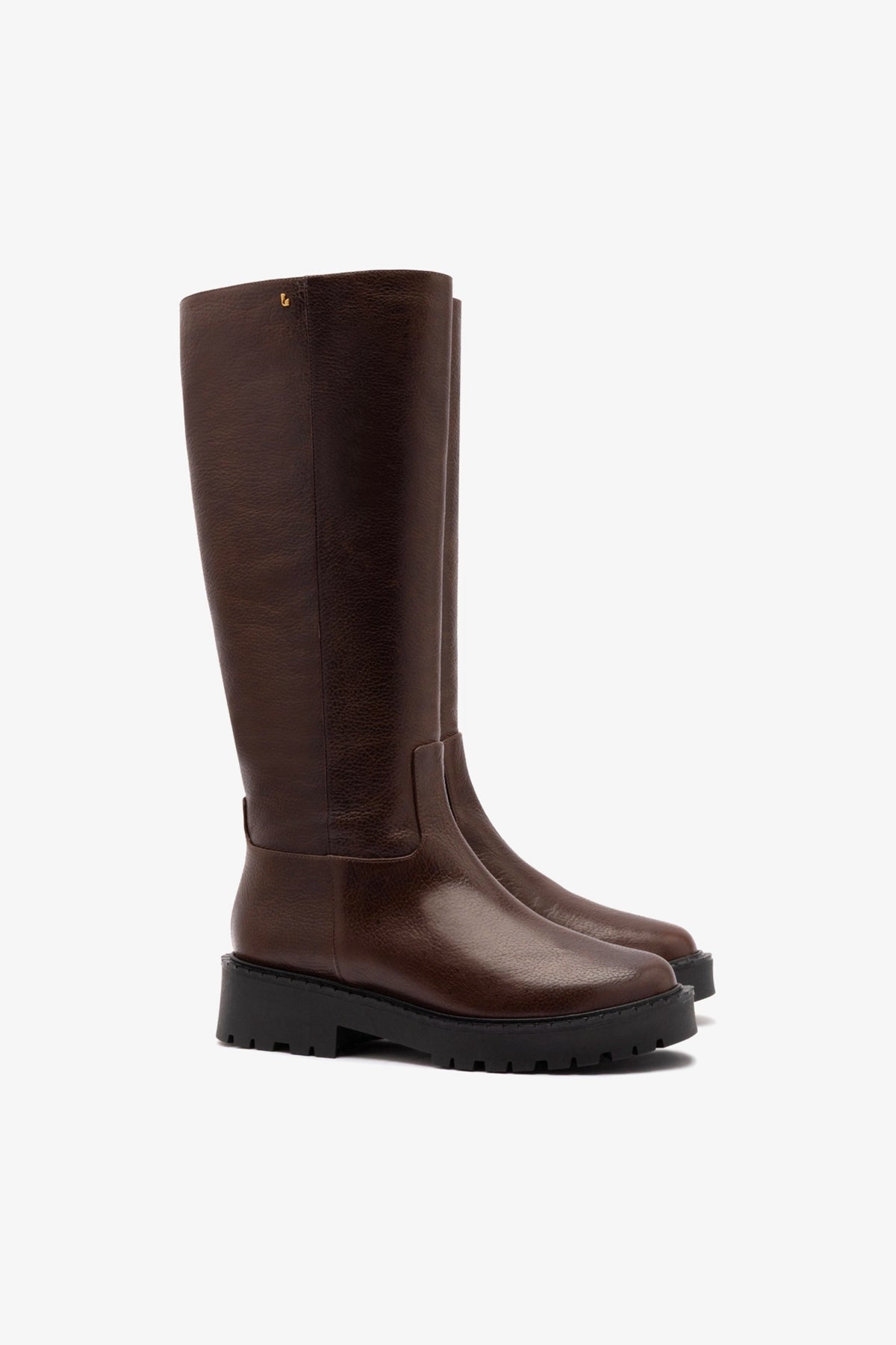Anne Lugsole Boot In Brown Leather - Larroude