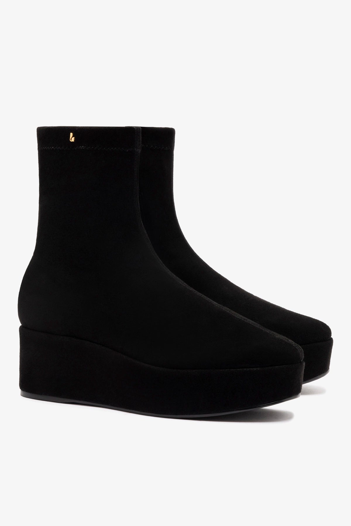 Dani Flatform Boot In Black Suede - Larroude