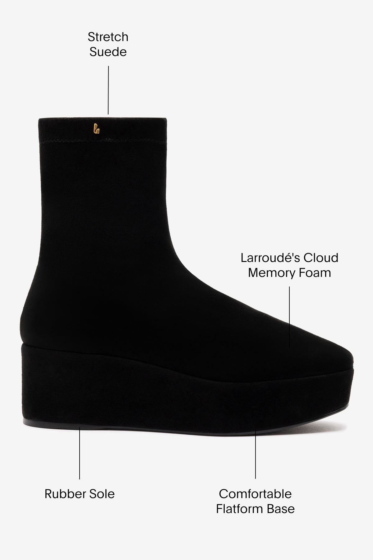 Dani Flatform Boot In Black Suede - Larroude