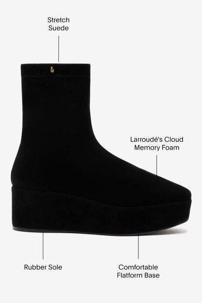 Dani Flatform Boot In Black Suede - Larroude