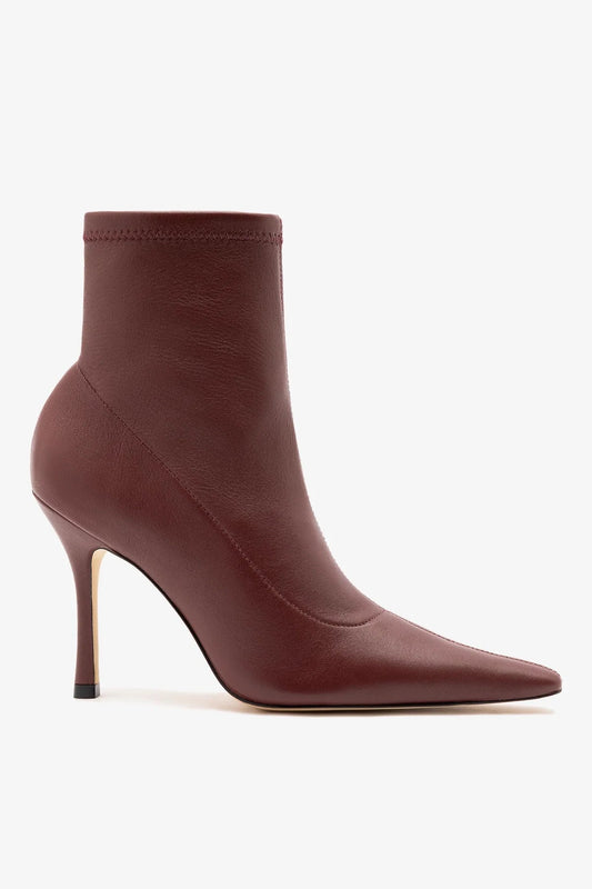 Mini Carine Boot Burgundy Stretch Leather - Larroude