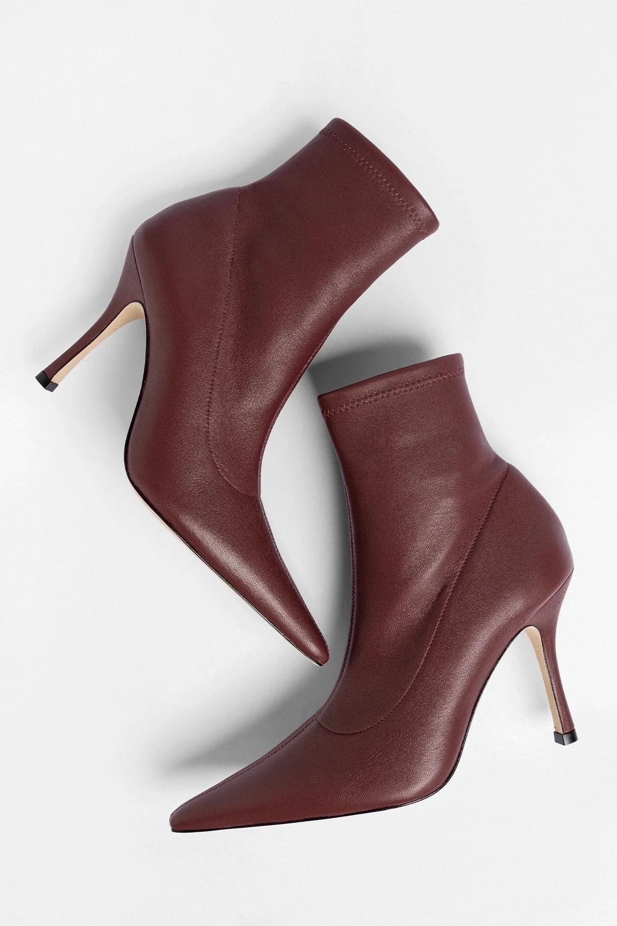 Mini Carine Boot Burgundy Stretch Leather - Larroude