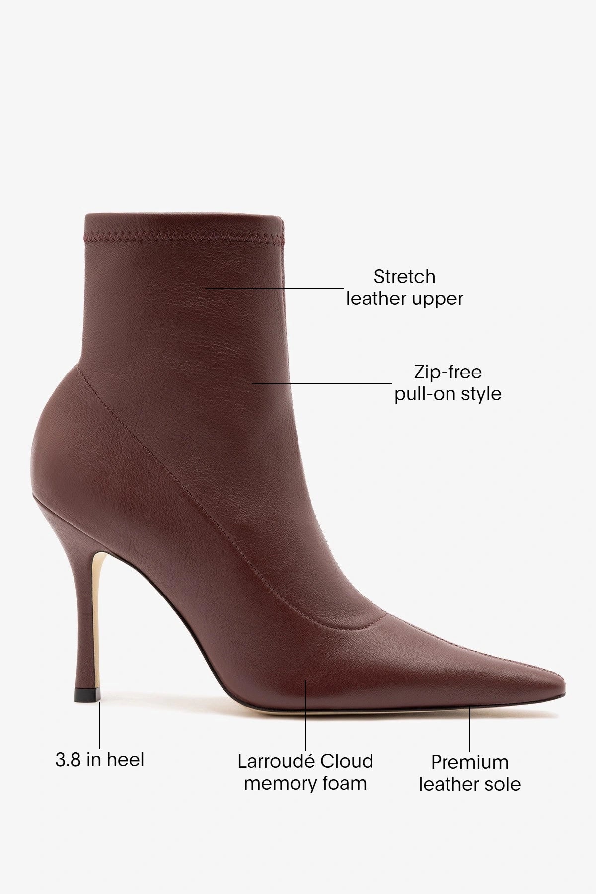 Mini Carine Boot Burgundy Stretch Leather - Larroude