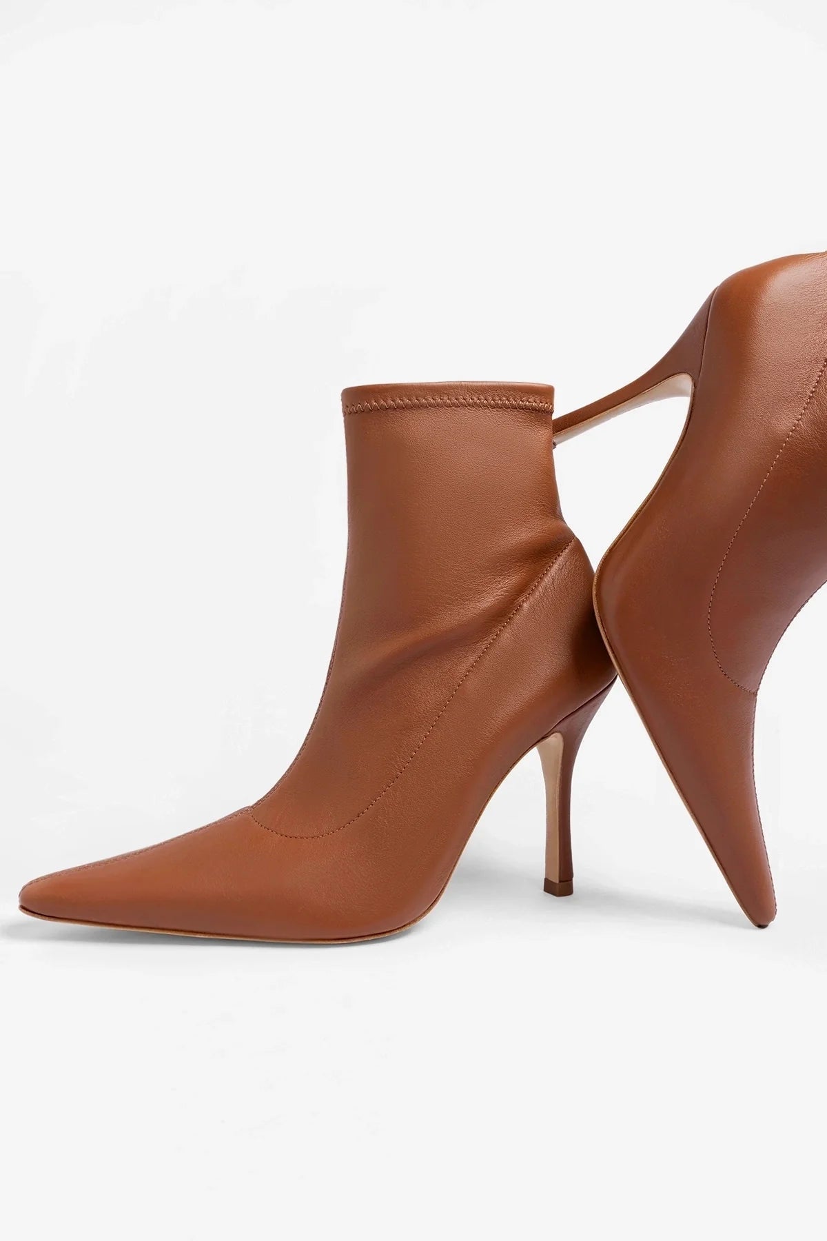 Mini Carine Boot Caramel Stretch Leather - Larroude