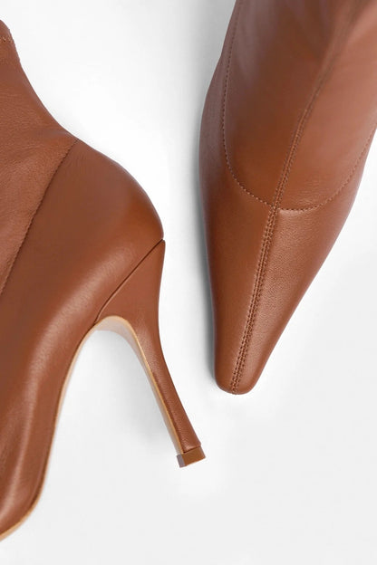 Mini Carine Boot Caramel Stretch Leather - Larroude