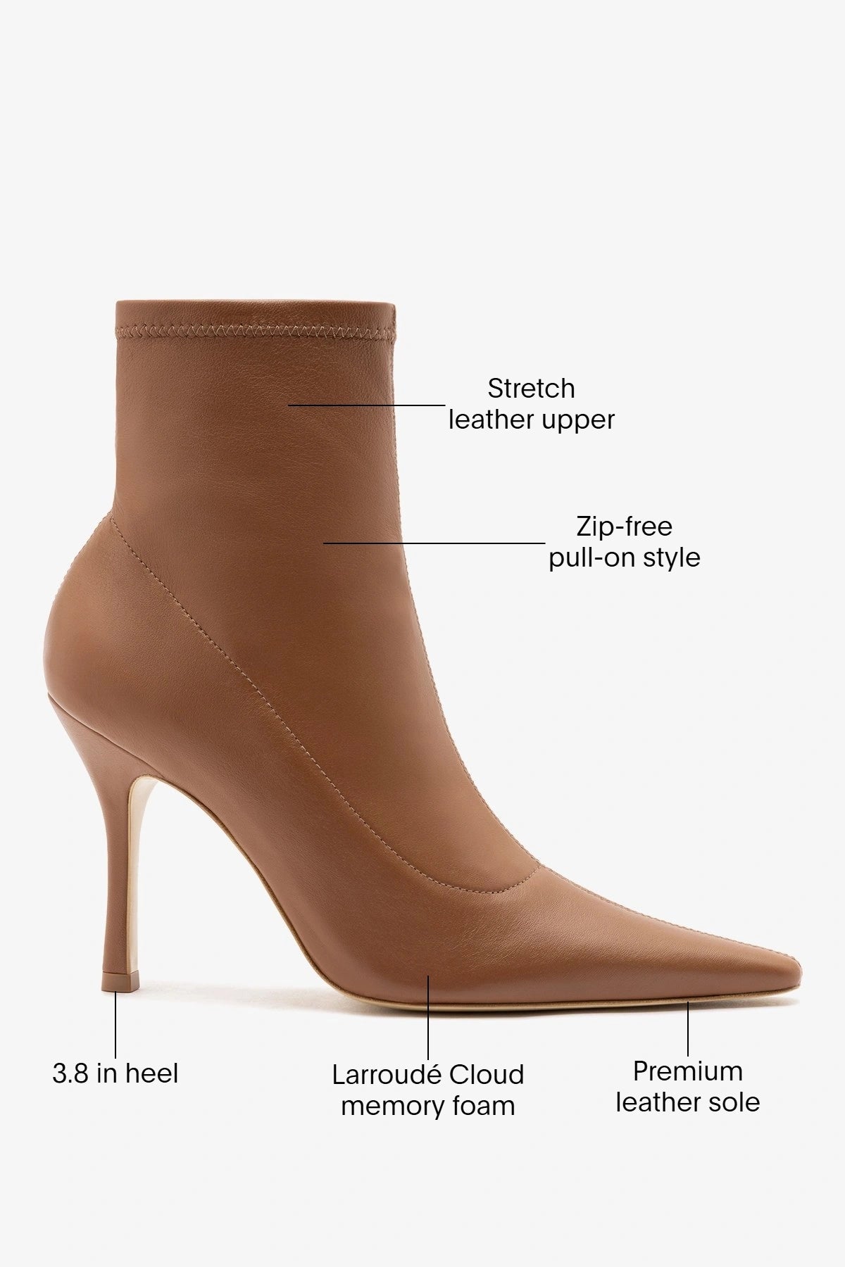 Mini Carine Boot Caramel Stretch Leather - Larroude
