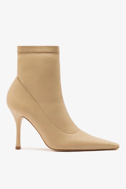 Mini Carine Boot Beige Stretch Leather - Larroude