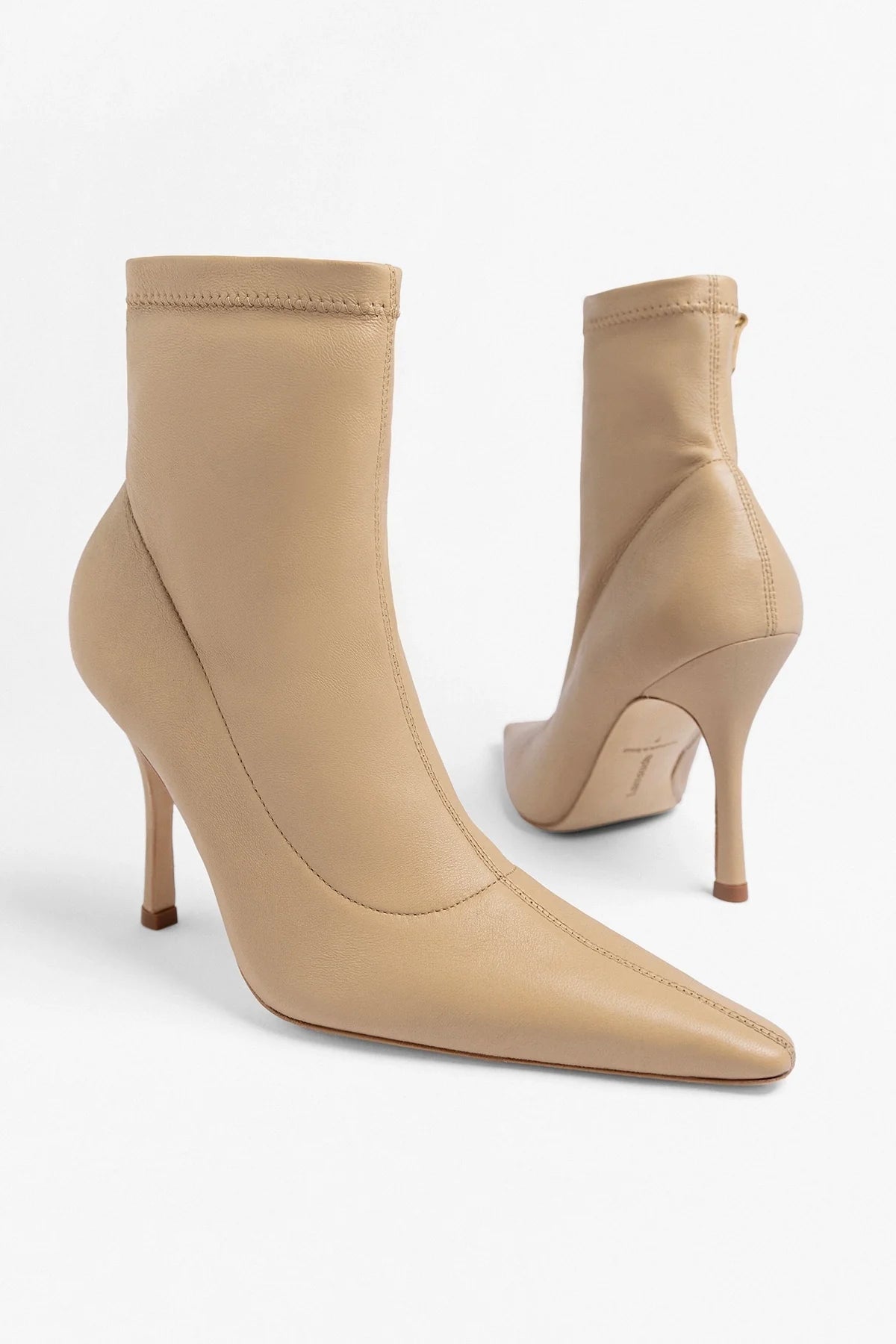Mini Carine Boot Beige Stretch Leather - Larroude