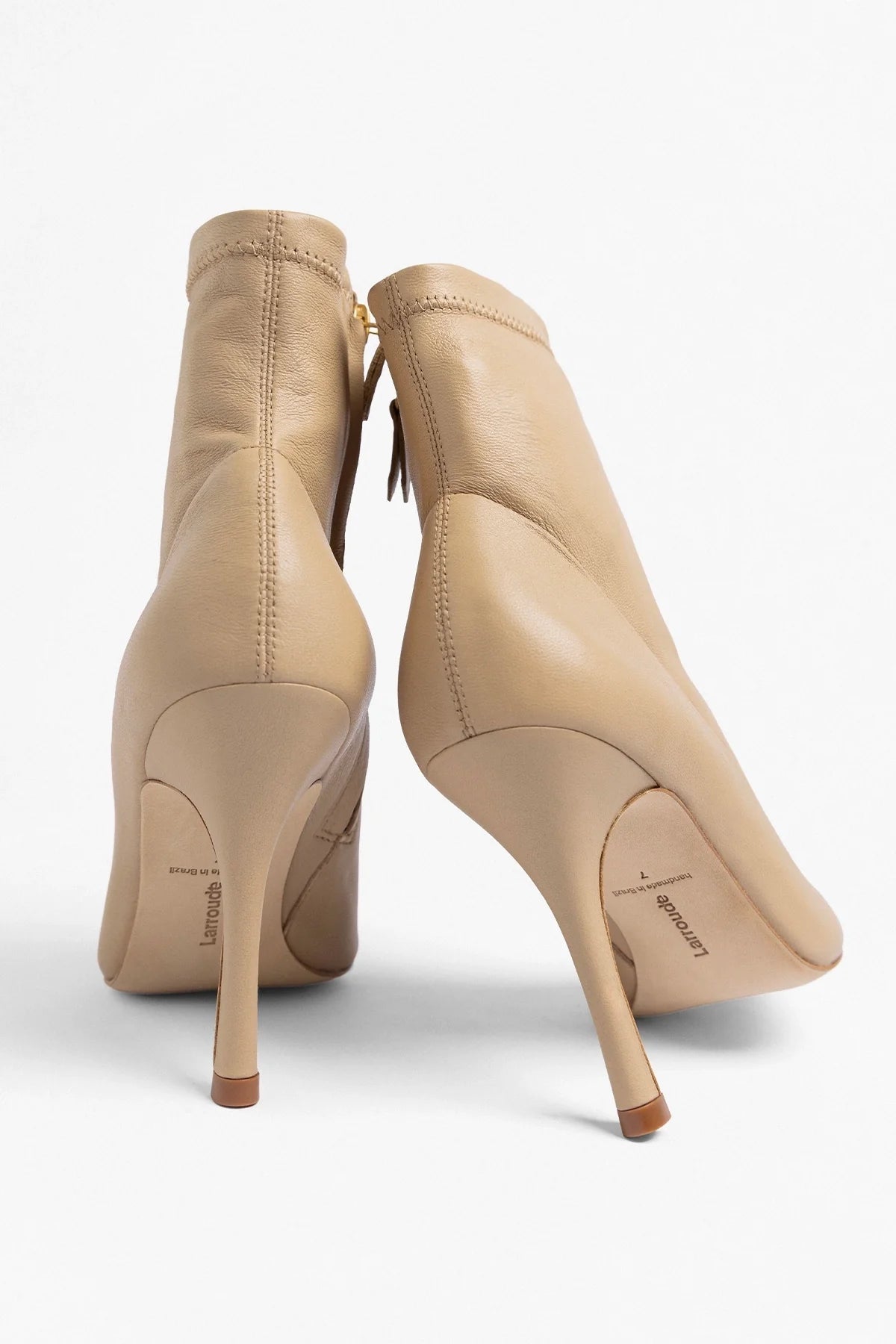 Mini Carine Boot Beige Stretch Leather - Larroude