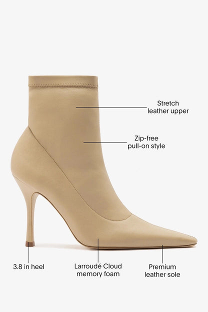 Mini Carine Boot Beige Stretch Leather - Larroude