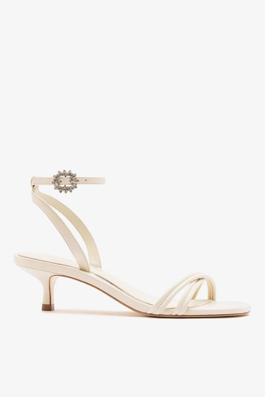 Larroudé x Markarian: Mini Annie Sandal Ivory Leather - Larroude