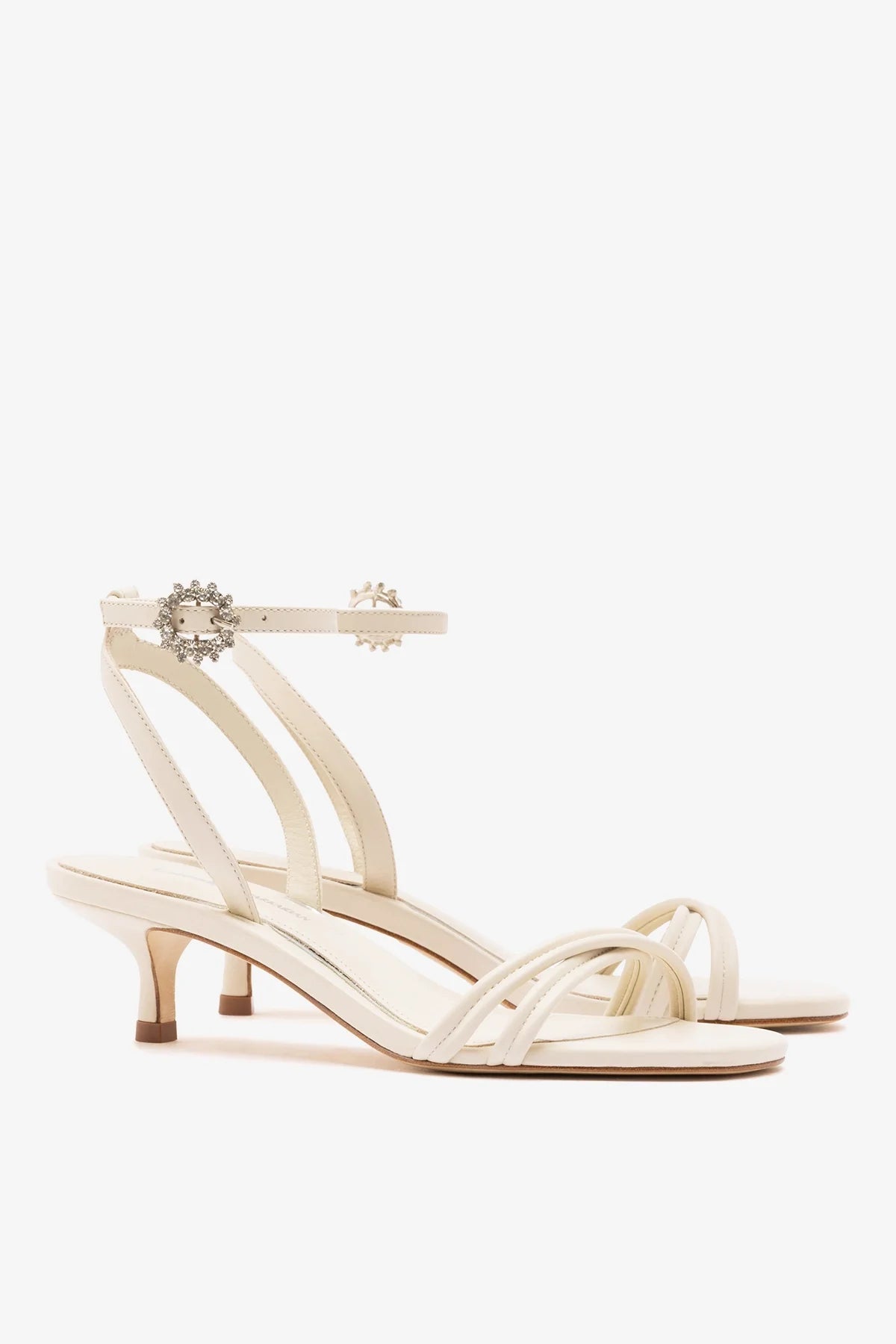 Larroudé x Markarian: Mini Annie Sandal Ivory Leather - Larroude