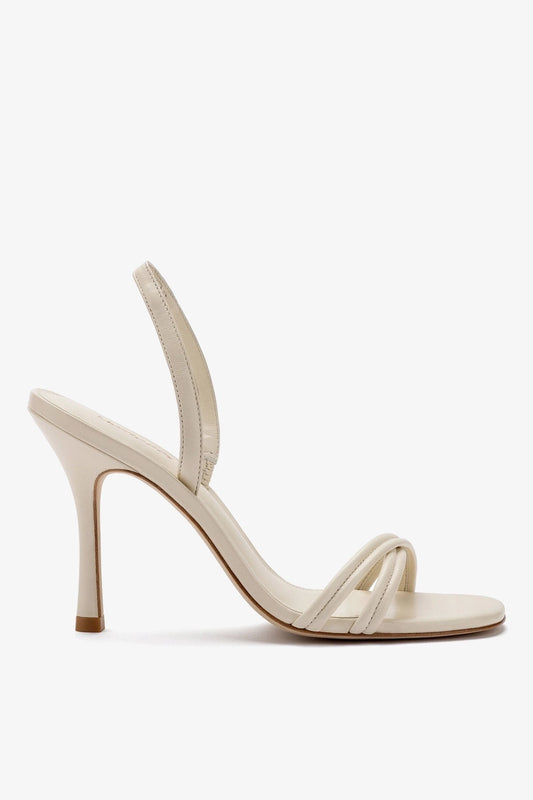Annie Sandal In Ivory Leather - Larroude