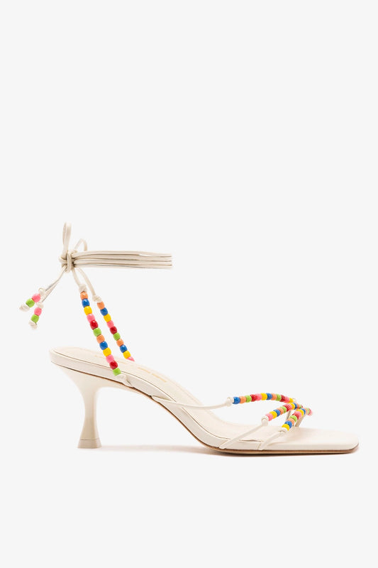 Larroudé x Ciao Lucia: Eloisa Sandal Ivory Leather - Larroude